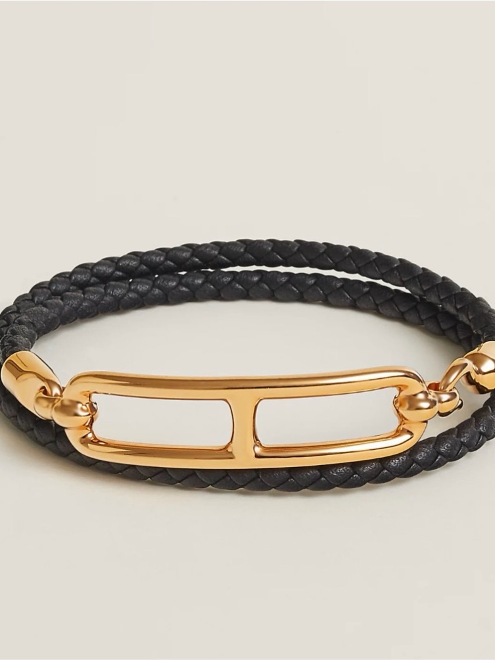Hermes Roulis Double Tour bracelet Black and Gold